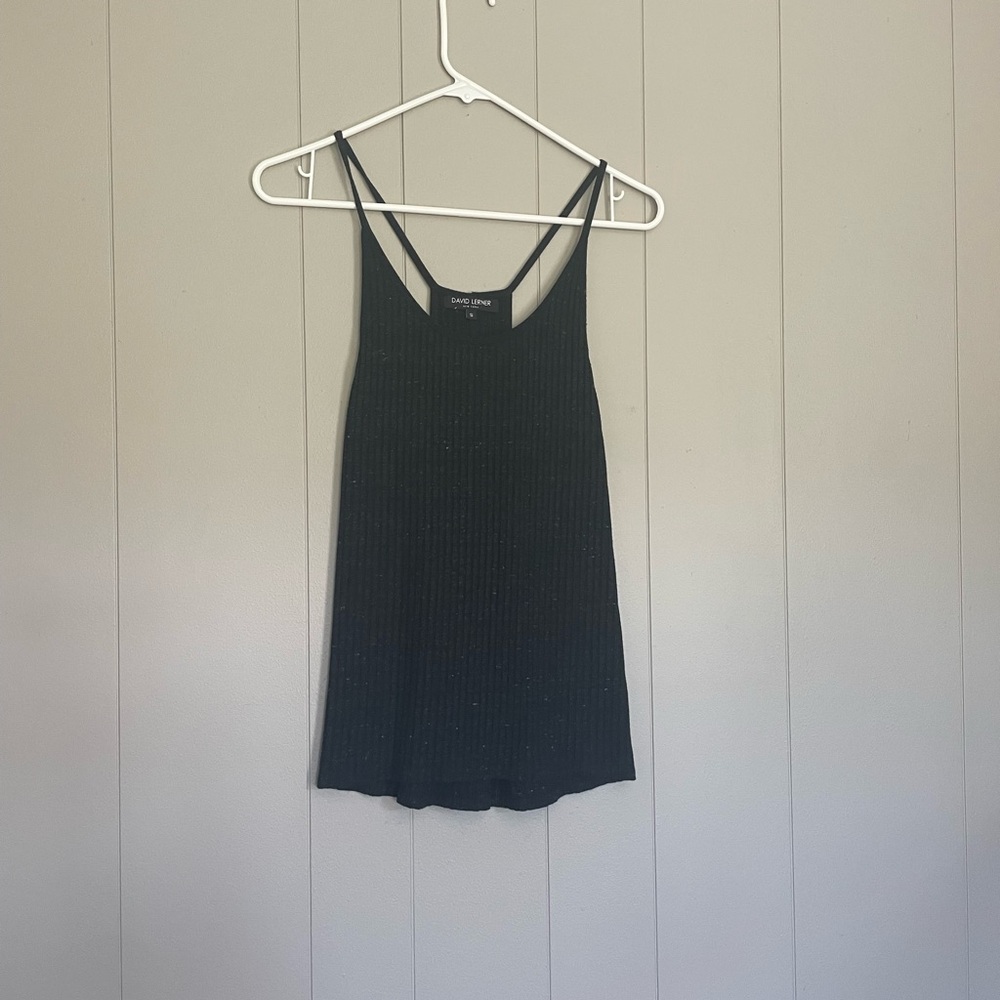 David Lerner sweater tank Black Ribbed Tank Top